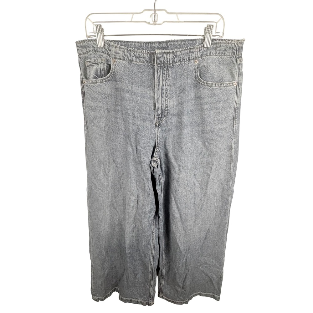 Gap Baggy Mid Rise Ultrasoft Denim Jeans Medium Indigo Wide Leg 30 10R FA25